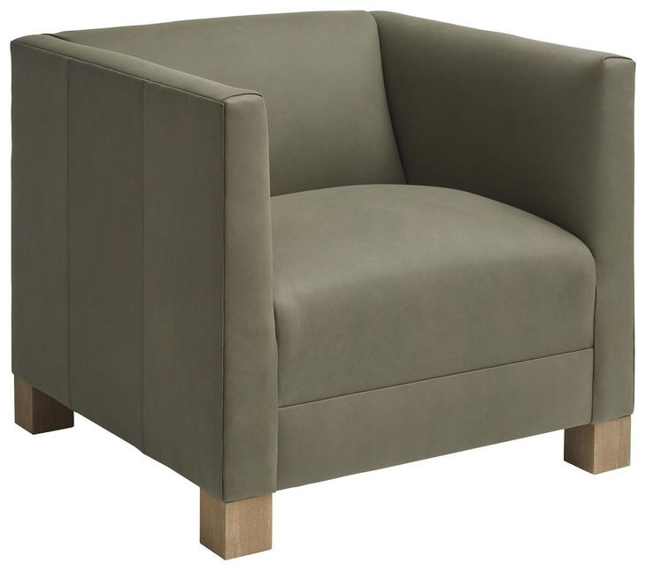 Chandler Green Leather Upholstered Accent Chair by Barclay Butera