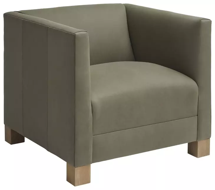 Chandler Green Leather Upholstered Accent Chair by Barclay Butera