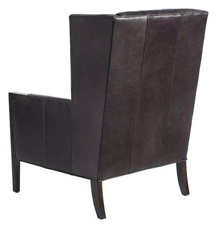 Stratton Black Leather Upholstered Wind Chair