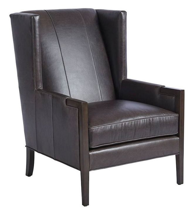 Stratton Black Leather Upholstered Wind Chair