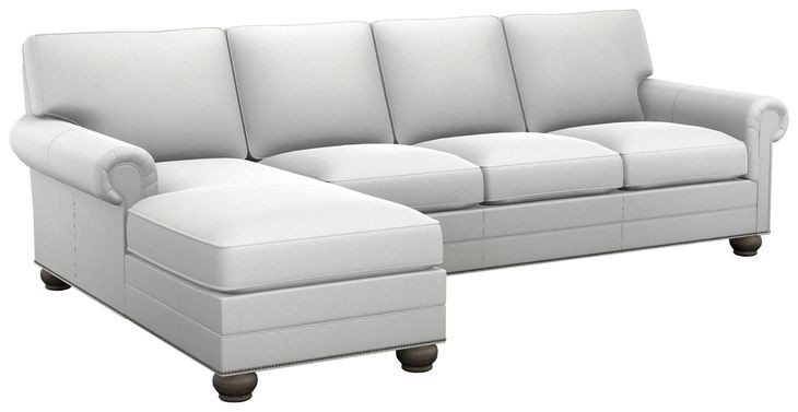 Braxton Gray Leather 2 Piece Modular Sectional with Nailhead Trim