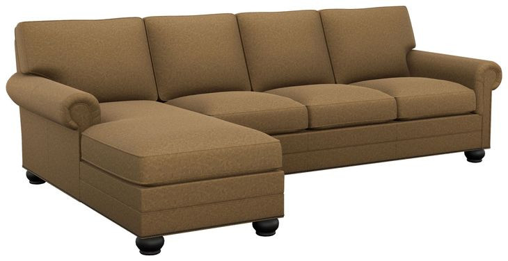 Braxton Camel Leather 2 Piece Modular Sectional with Nailhead Trim
