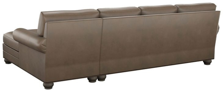 Braxton Taupe Leather 2 Piece Modular Sectional with Nailhead Trim