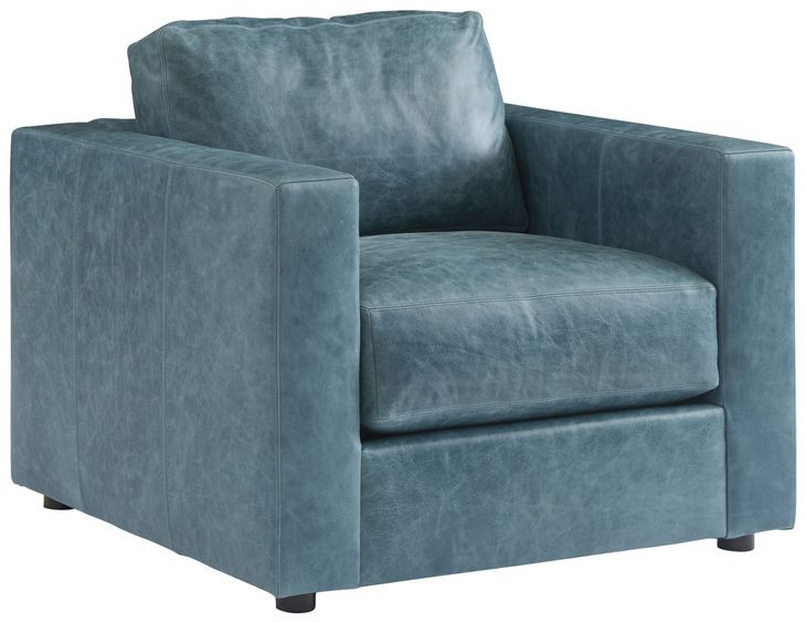 Key Biscayne Granville Blue Leather Upholstered Accent Chair