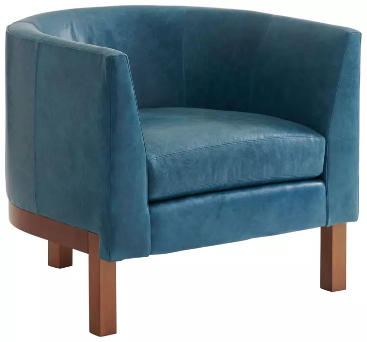 Palm Desert Blue Leather Upholstered Sonata Accent Chair