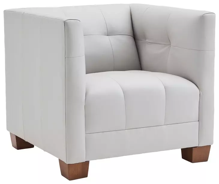 Emilia Kitano Beige Leather Upholstered Lounge Chair