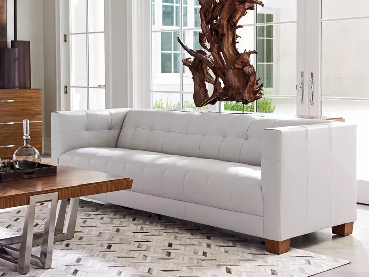 Emilia Kitano Beige Leather 98" Sofa