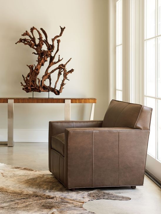 Ardsley Kitano Brown Leather Upholstered Lounge Chair