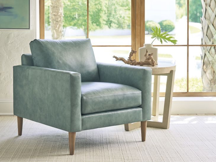 Sunset Key Marcella Green Leather Upholstered Accent Chair