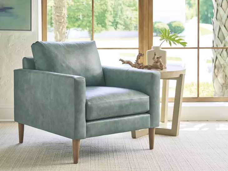 Sunset Key Marcella Green Leather Upholstered Accent Chair