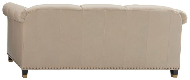 Springfield Carlyle Beige Leather 82" Apt Sofa with Nailhead Trim