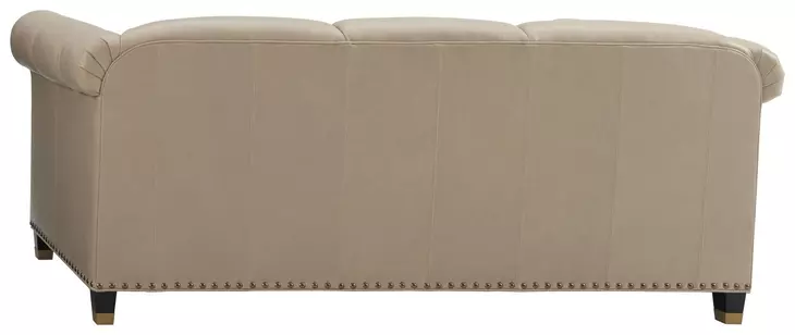 Springfield Carlyle Beige Leather Apt 82" Sofa with Nailhead Trim