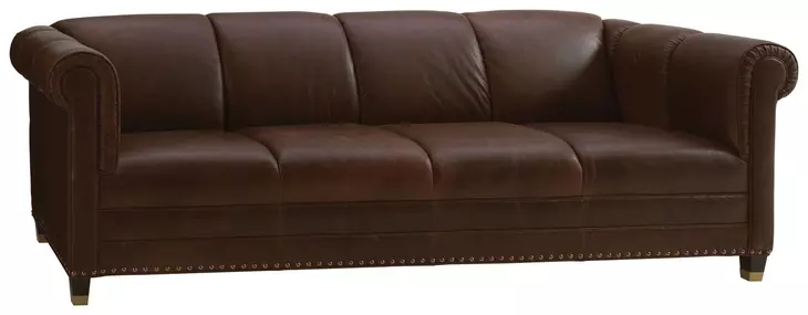 Springfield Carlyle Brown Leather 102" Sofa with Nailhead Trim