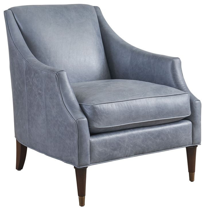 Rendezvous Blue Leather Upholstered Kerney Accent Chair