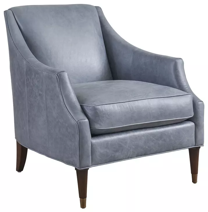 Rendezvous Blue Leather Upholstered Kerney Accent Chair