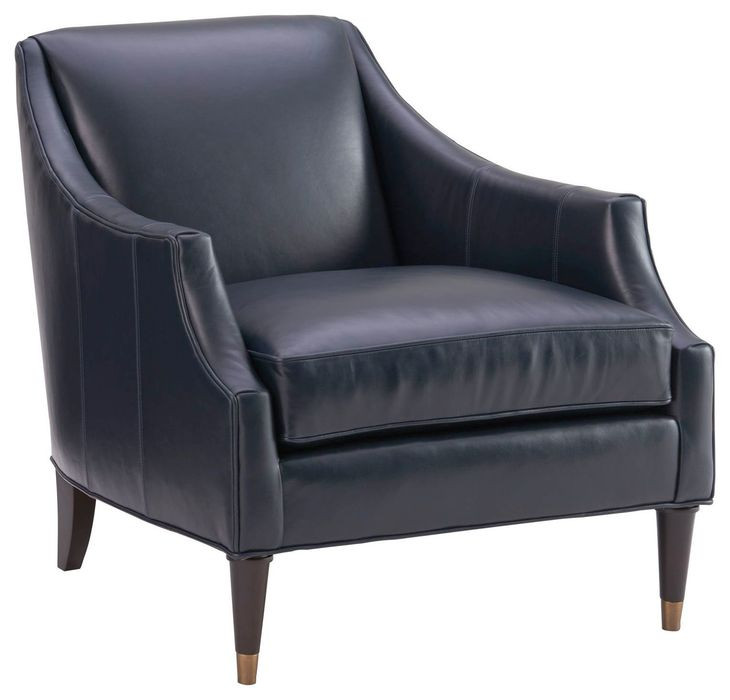 Kerney Carlyle Blue Leather Upholstered Lounge Chair
