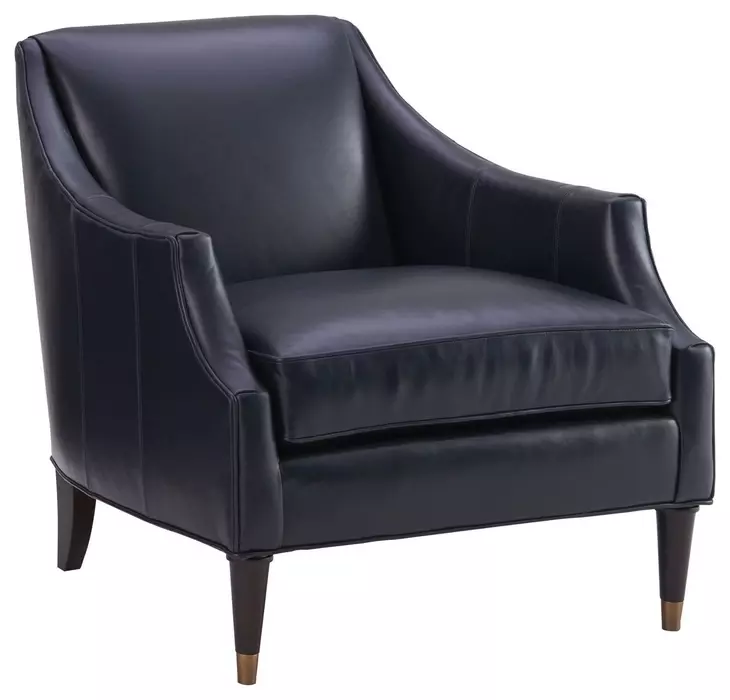 Kerney Carlyle Blue Leather Upholstered Lounge Chair