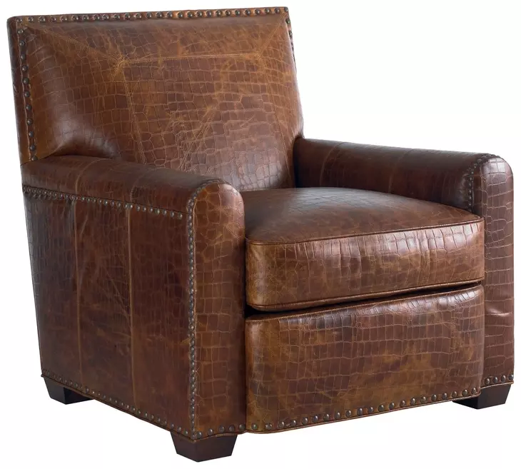 Stirling Park Brown Leather Upholstered Accent Chair with Nailhead Trim