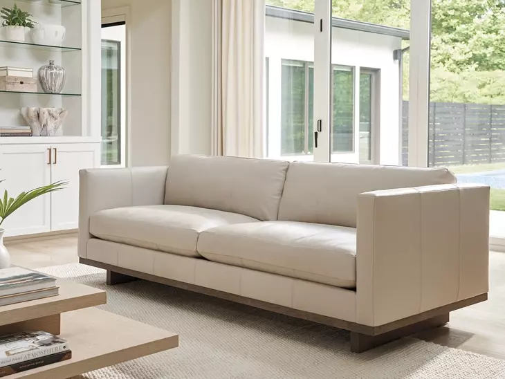 Sunset Key Cream Leather Brixton Living Room Set