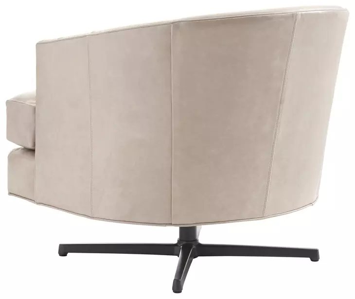 Graves Beige and Charcoal Leather Upholstered Swivel Chair