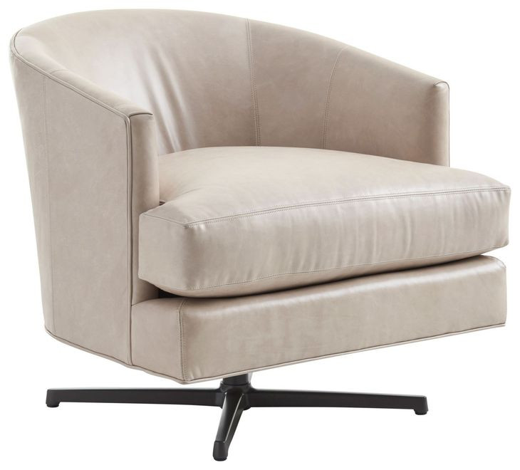 Graves Beige and Charcoal Leather Upholstered Swivel Chair