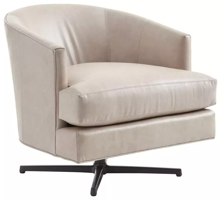 Graves Beige and Charcoal Leather Upholstered Swivel Chair