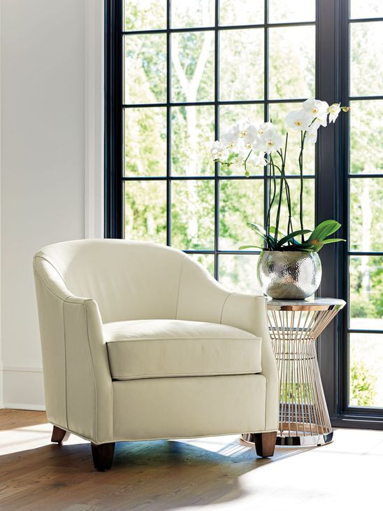 Escala Ariana Ivory Leather Upholstered Lounge Chair