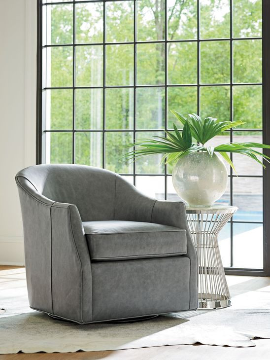 Escala Ariana Gray Leather Upholstered Escala Ariana Swivel Chair