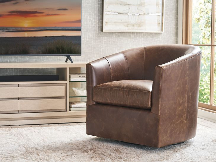 Sunset Key Candice Brown Leather Upholstered Swivel Chair
