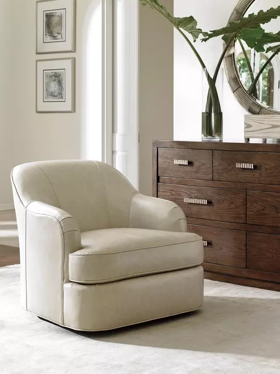 Alta Vista Laurel Canyon Ivory Leather Upholstered Lounge Chair