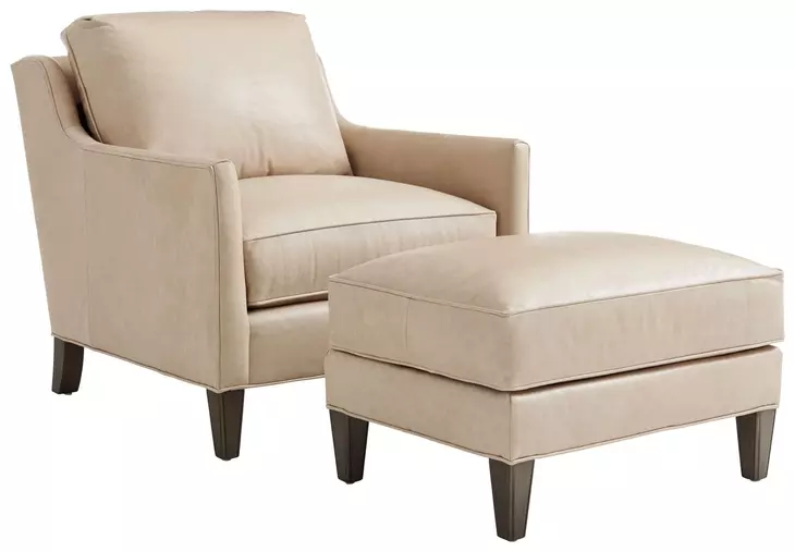 Turin Ariana Beige Leather Upholstered Lounge Chair
