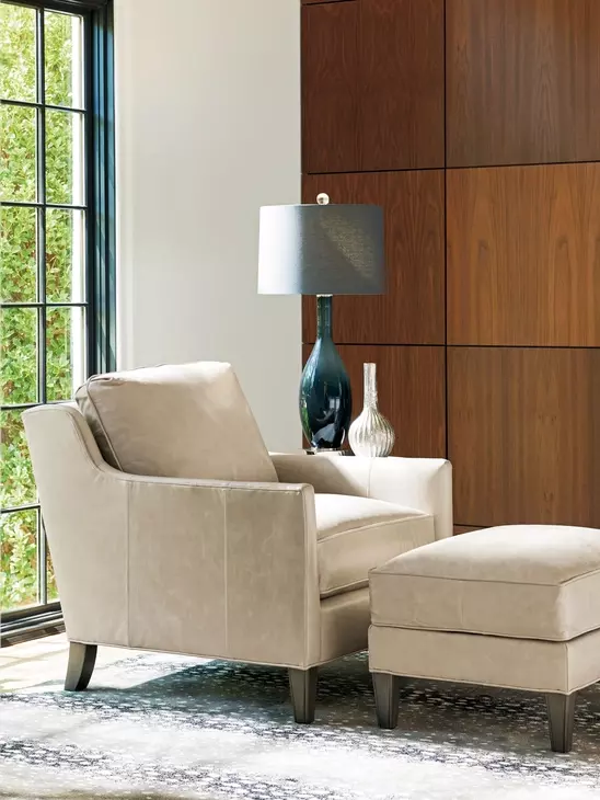 Turin Ariana Beige Leather Upholstered Lounge Chair
