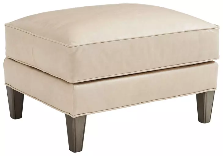 Turin Ariana Beige Leather Upholstered Rectangular Ottoman