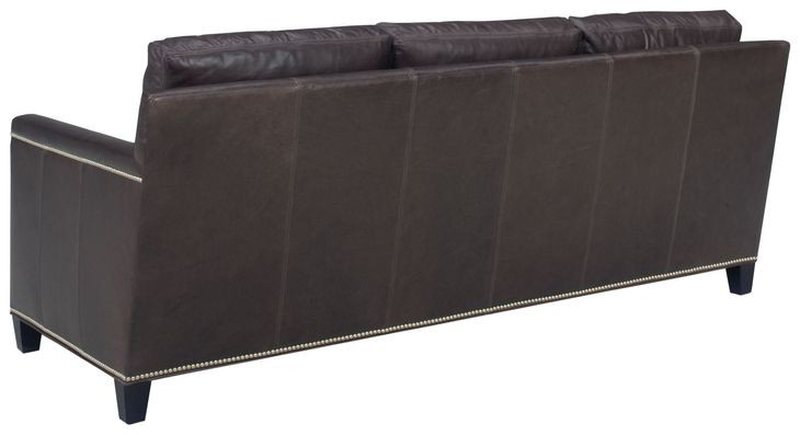 Strada Leather Misty Gray Leather 79" Sofa with Nailhead Trim