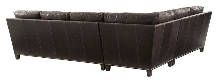 Strada Gray Leather 3 Piece Modular Sectional with Nailhead Trim