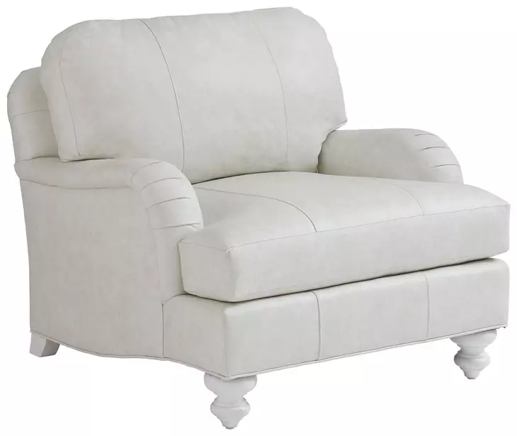 Ocean Breeze White Leather Upholstered Gilmore Accent Chair