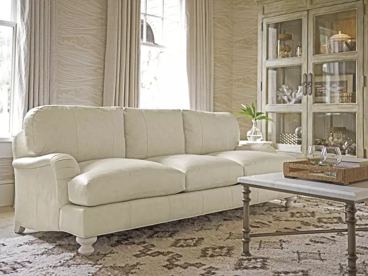 Ocean Breeze White Leather Gilmore Living Room Set