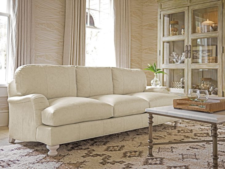 Ocean Breeze Gilmore Ivory Leather 90" Sofa