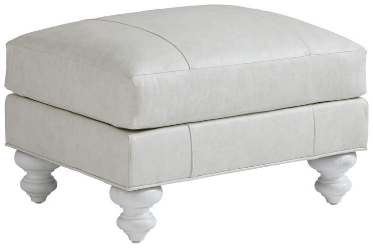 Ocean Breeze Cream Leather Upholstered Rectangular Gilmore Ottoman