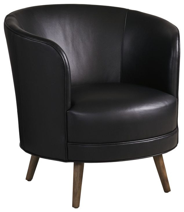 Zanzibar Black Leather Upholstered Torrington Swivel Accent Chair