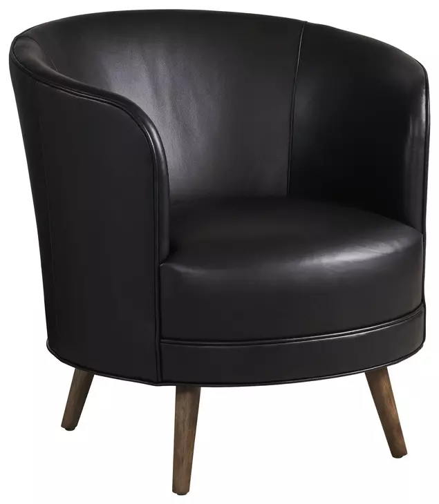 Zanzibar Black Leather Upholstered Torrington Swivel Accent Chair