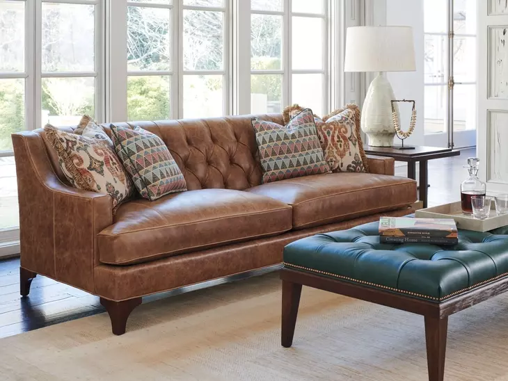 Sonoma Silverado Brown Leather 89" Sofa