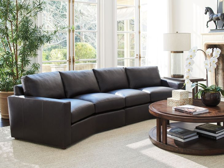 Ashbury Chocolate Leather Modular Curved Sectional