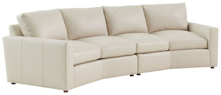 Ashbury Silverado Ivory Leather 2 Piece Modular Curved Sectional