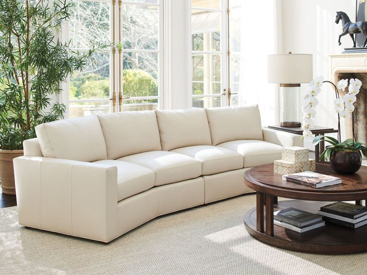 Ashbury Silverado Ivory Leather 2 Piece Modular Curved Sectional