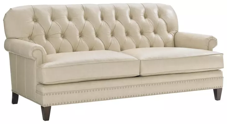 Hillstead Oyster Bay Arlington Leather 74" Settee with Nailhead Trim