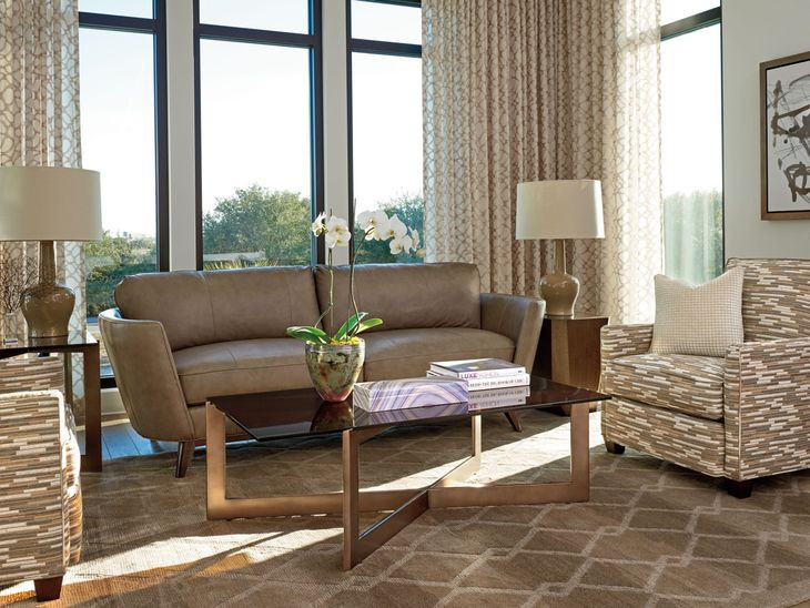 Kahn Beige Leather 90" Sofa