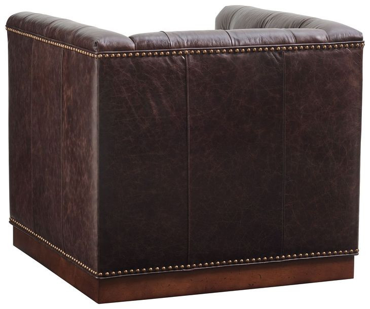 Freemont Silverado Brown Leather Upholstered Swivel Chair with Nailhead Trim