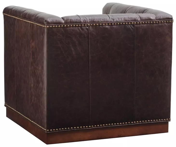 Freemont Silverado Brown Leather Upholstered Swivel Chair with Nailhead Trim