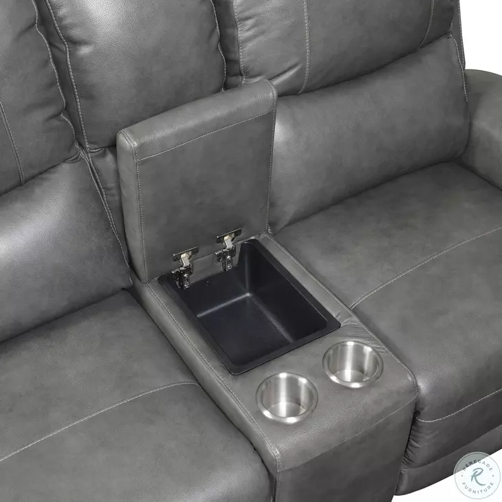 Laurel Gray Power Reclining Living Room Set with Power Headrest